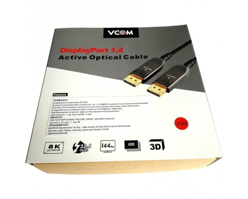 Активный оптический кабель VCOM  DP1.4 32GBs/8K@60Hz 30м D3751-30M