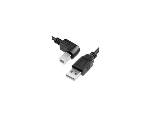 Greenconnect Кабель 1.5m USB 2.0, AM/BM угловой, черный, 28/28 AWG, экран, армированный, морозостойкий, GCR-UPC3M2-BB2S-1.5m