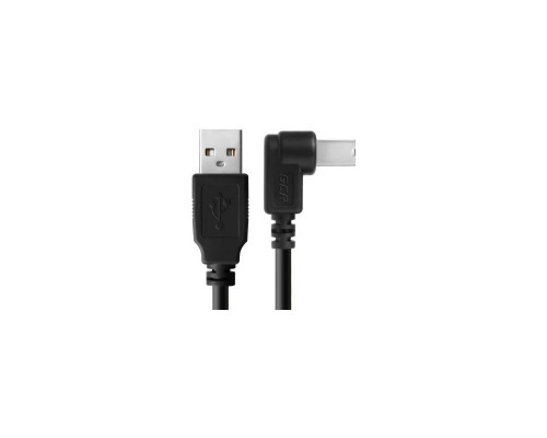 Greenconnect Кабель 1.5m USB 2.0, AM/BM угловой, черный, 28/28 AWG, экран, армированный, морозостойкий, GCR-UPC3M2-BB2S-1.5m