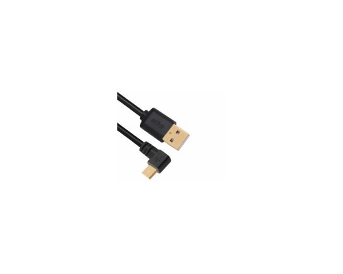 Greenconnect Кабель 0.15m USB 2.0, AM/microB 5pin угловой, черный, 28/28 AWG, экран, армированный, морозостойкий, GCR-UA8AMCB6-BB2S-0.15m