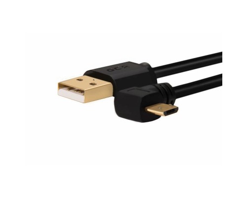 Greenconnect Кабель 0.15m USB 2.0, AM/microB 5pin угловой, черный, 28/28 AWG, экран, армированный, морозостойкий, GCR-UA8AMCB6-BB2S-0.15m