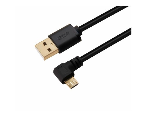 Greenconnect Кабель 0.15m USB 2.0, AM/microB 5pin угловой, черный, 28/28 AWG, экран, армированный, морозостойкий, GCR-UA8AMCB6-BB2S-0.15m