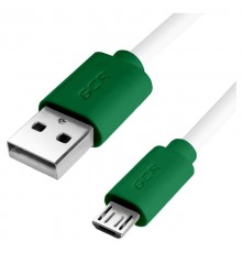 Greenconnect Кабель 0.5m USB 2.0, AM/microB 5pin, белый, зеленые коннекторы, 28/28 AWG, экран, армированный, морозостойкий, GCR-51499                                                                                                                     