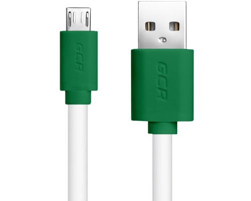 Greenconnect Кабель 0.5m USB 2.0, AM/microB 5pin, белый, зеленые коннекторы, 28/28 AWG, экран, армированный, морозостойкий, GCR-51499