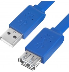 Greenconnect Удлинитель PROF 0.5m USB 2.0, AM/AF, плоский синий, морозостойкий, GCR-UEC2M2-BD-0.5m                                                                                                                                                        