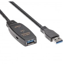 Кабель-адаптер USB3.0-repeater, удлинительный активный Am--Af 15м Aopen/qustACU827A-15M                                                                                                                                                                   