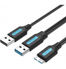 Кабель Vention USB 3.0 AM/micro B, USB 2.0 AM - 0.5м                                                                                                                                                                                                      