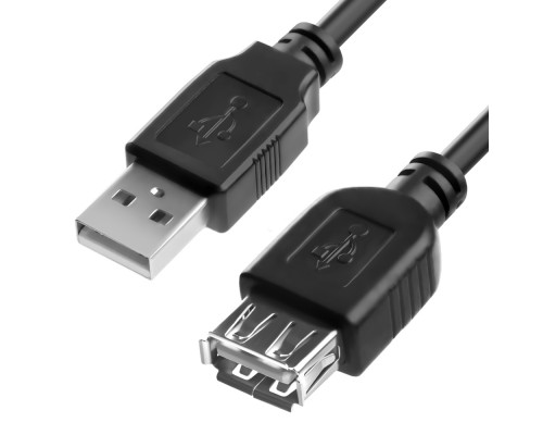 Удлинитель 2.5m USB 2.0, AM/AF, черный