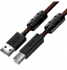 GCR Кабель PROF 0.75m USB 2.0, AM/BM, черно-прозрачный, ферритовые кольца, 28/24 AWG, экран, армированный, морозостойкий, GCR-51284                                                                                                                       