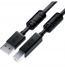 GCR Кабель PROF 3.0m USB 2.0, AM/BM, черный, ферритовые кольца, 28/24 AWG, экран, армированный, морозостойкий, GCR-52417                                                                                                                                  