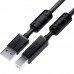 GCR Кабель PROF 2.0m USB 2.0, AM/BM, черный, ферритовые кольца, 28/24 AWG, экран, армированный, морозостойкий, GCR-52423