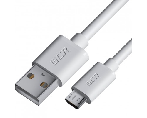 GCR Кабель 2.0m MicroUSB, белый, быстрая зарядка, 28/24 AWG