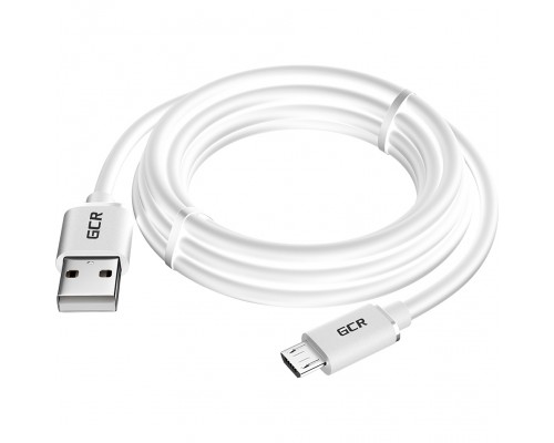 GCR Кабель 2.0m MicroUSB, белый, быстрая зарядка, 28/24 AWG