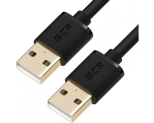 GCR Кабель 3.0m USB 2.0, AM/AM, черный, позолоченные контакты, 28/28 AWG, экран, армированный, морозостойкий