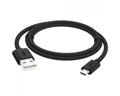 GCR Кабель 1.5m MicroUSB, быстрая зарядка, черный нейлон, GCR-54086