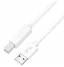 GCR Кабель Premium 0.5m USB 2.0, AM/BM, белый нейлон 28/24 AWG, экран, армированный, морозостойкий, GCR-54210                                                                                                                                             