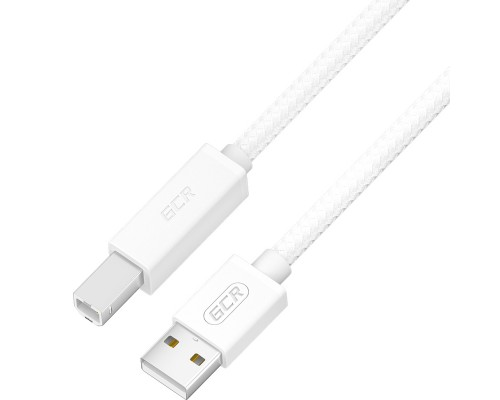 GCR Кабель Premium 0.5m USB 2.0, AM/BM, белый нейлон 28/24 AWG, экран, армированный, морозостойкий, GCR-54210