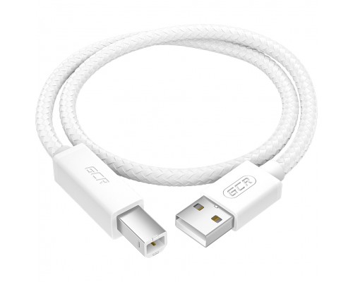 GCR Кабель Premium 0.5m USB 2.0, AM/BM, белый нейлон 28/24 AWG, экран, армированный, морозостойкий, GCR-54210