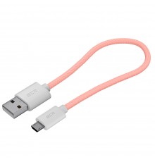 GCR Кабель 3A 0.5m MicroUSB, быстрая зарядка, розовый нейлон,  GCR-51688                                                                                                                                                                                  