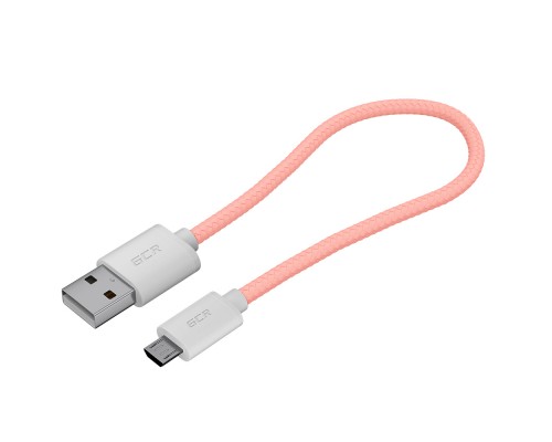 GCR Кабель 3A 0.5m MicroUSB, быстрая зарядка, розовый нейлон,  GCR-51688