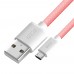 GCR Кабель 3A 0.5m MicroUSB, быстрая зарядка, розовый нейлон,  GCR-51688