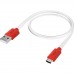 GCR Кабель 1.0m MicroUSB, белый, красные коннекторы, быстрая зарядка, 28/24 AWG, GCR-53215