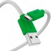 GCR QC Кабель 0.3m MicroUSB, быстрая зарядка, белый TPE, зеленые коннекторы, 28/22 AWG, GCR-53281