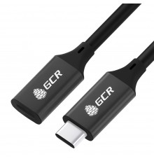 GCR Удлинитель USB 3.1 Type C-С, 2.0m черный, 100W/20V/5A, M/F, TPE, AL сase черный, экран, армированный, GCR-54077                                                                                                                                       
