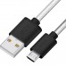 GCR Кабель 1.0m MicroUSB, прозрачный, черные коннекторы, быстрая зарядка, 28/24 AWG, GCR-54477