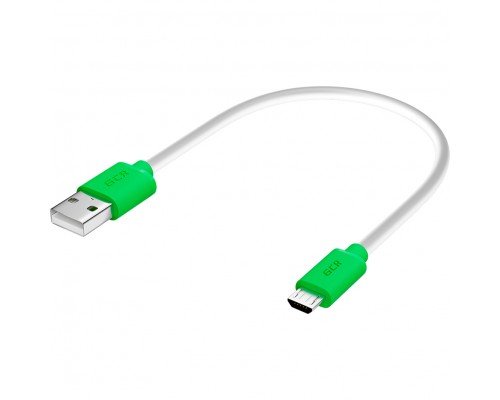 GCR Кабель 0.5m MicroUSB, белый, зеленые коннекторы, быстрая зарядка, 28/24 AWG, GCR-53225