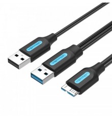 Кабель Vention USB 3.0 AM/micro B, USB 2.0 AM - 1м                                                                                                                                                                                                        