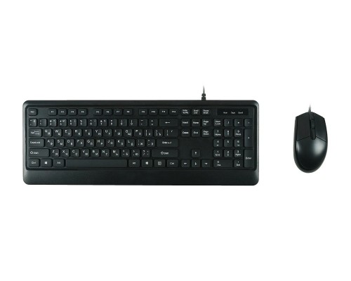 Комплект клавиатура+мышь/ Keyboard/mouse set MK120, USB wired, 104 кл, 1000DPI, 1.8m, black, Foxline