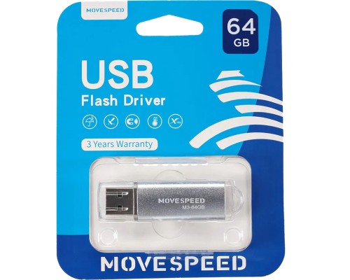 Накопитель USB2.0 64GB Move Speed M3 серебро