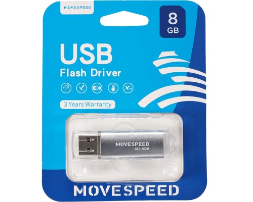 Накопитель USB2.0 8GB Move Speed M3 серебро