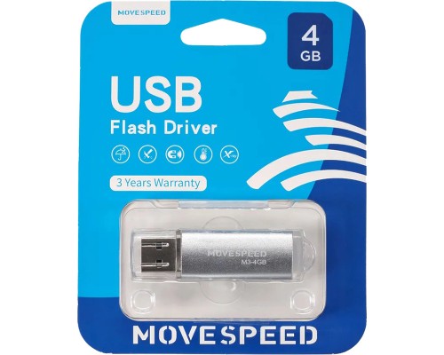 Накопитель USB2.0 4GB Move Speed M3 серебро