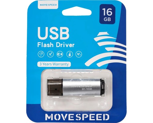 Накопитель USB2.0 16GB Move Speed M1 серебро