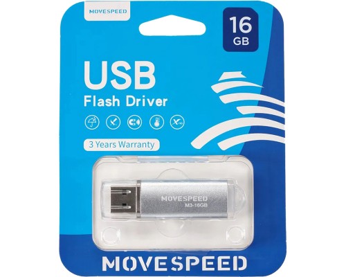 Накопитель USB2.0 16GB Move Speed M3 серебро