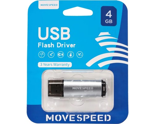 Накопитель USB2.0 4GB Move Speed M1 серебро