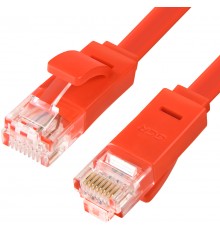 Патчкорд Greenconnect  PROF плоский прямой 3.0m, UTP медь кат.6, красный, позолоченные контакты, 30 AWG, ethernet high speed 10 Гбит/с, RJ45, T568B                                                                                                       