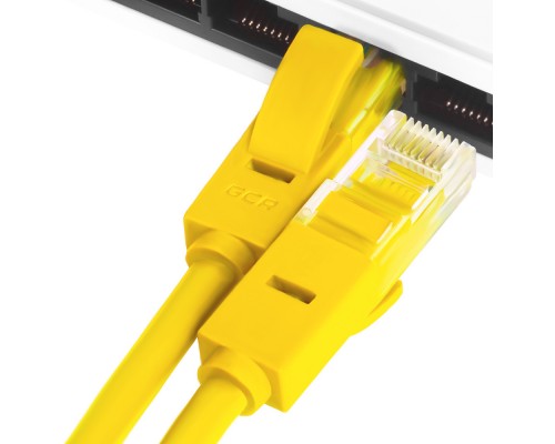Патчкорд Greenconnect  прямой 0.15m, UTP кат.5e, желтый, позолоченные контакты, 24 AWG, литой, GCR-LNC02-0.15m, ethernet high speed 1 Гбит/с, RJ45, T568B