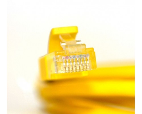 Патчкорд Greenconnect  прямой 0.3m, UTP кат.5e, желтый, позолоченные контакты, 24 AWG, литой, GCR-LNC02-0.3m, ethernet high speed 1 Гбит/с, RJ45, T568B