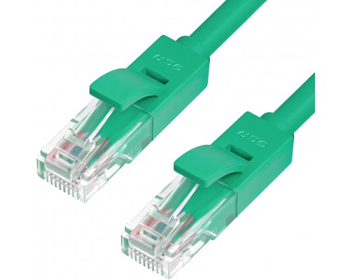 Патчкорд Greenconnect  прямой 0.3m, UTP кат.5e, зеленый, позолоченные контакты, 24 AWG, литой, GCR-LNC05-0.3m, ethernet high speed 1 Гбит/с, RJ45, T568B