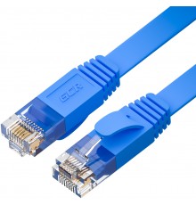 Патчкорд GCR  PROF плоский прямой 20.0m, UTP медь кат.6, синий, 30 AWG, ethernet high speed 10 Гбит/с, RJ45, T568B, GCR-52864                                                                                                                             