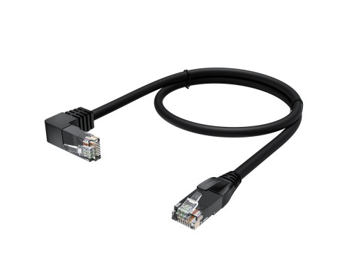 Патчкорд GCR  прямой 1.0m UTP кат.5e, черный, нижний угол, литой, ethernet high speed, RJ45, T568B, GCR-53195