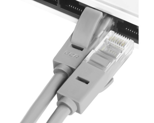 Патчкорд GCR  прямой 0.1m UTP кат.6, серый, 24 AWG, литой, ethernet high speed, RJ45, T568B