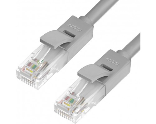 Патчкорд GCR  прямой 0.1m UTP кат.6, серый, 24 AWG, литой, ethernet high speed, RJ45, T568B