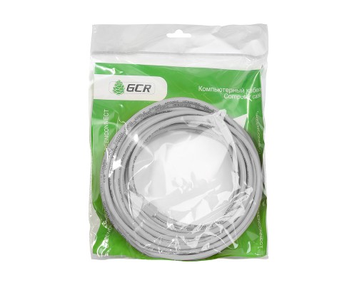 Патчкорд GCR  прямой 0.1m UTP кат.6, серый, 24 AWG, литой, ethernet high speed, RJ45, T568B