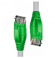 Патчкорд прямой 1.0m UTP кат.5e, серый, зеленые коннекторы, 24 AWG, литой, ethernet high speed 1 Гбит/с, RJ45, T568B                                                                                                                                      