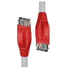 Патчкорд прямой 1.0m UTP кат.5e, серый, красные коннекторы, 24 AWG, литой, ethernet high speed 1 Гбит/с, RJ45, T568B                                                                                                                                      