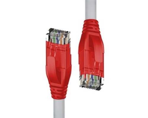 Патчкорд прямой 1.0m UTP кат.5e, серый, красные коннекторы, 24 AWG, литой, ethernet high speed 1 Гбит/с, RJ45, T568B